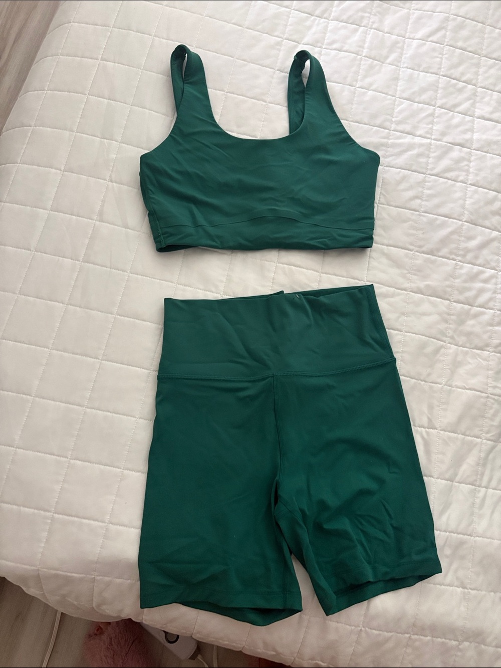 Green Seamless Sports Bra & High-Waist Bike Shorts Set